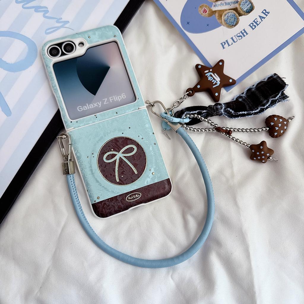 Magnetischer Ständer Start-Handgelenkband Mode PU-Leder Niedliche Handyhülle für Samsung Galaxy Z Flip 7 FE 6 5 4 3 Schutzhülle