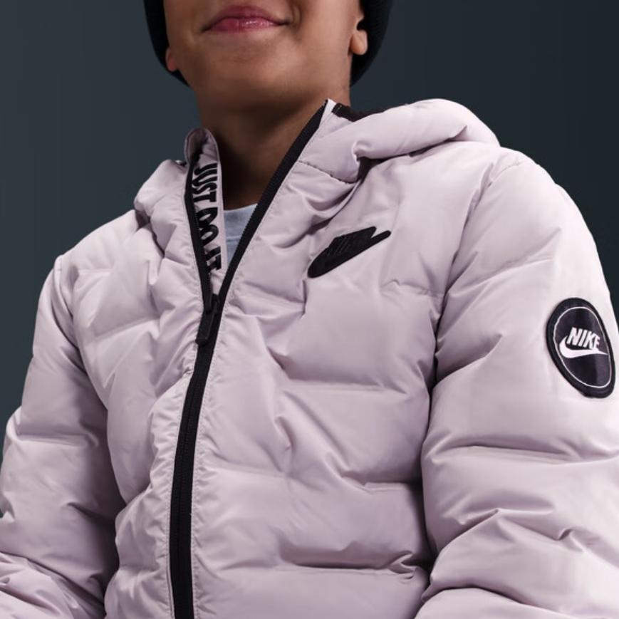 Nike Down Jacket Duck Down Casual Warm Fleece Zipper Long Sleeve Kids Outerwear HQ7186-019