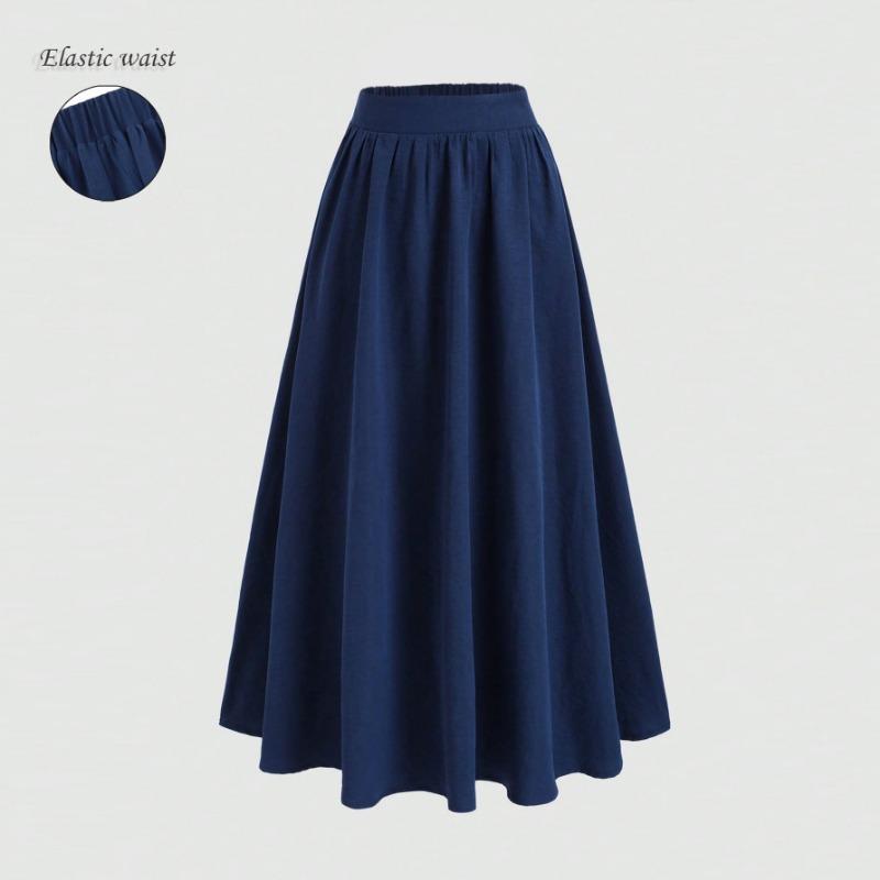 High-waisted Half Skirt, Spring and Autumn Solid-color Pleated Waisted Chiffon Long Skirt