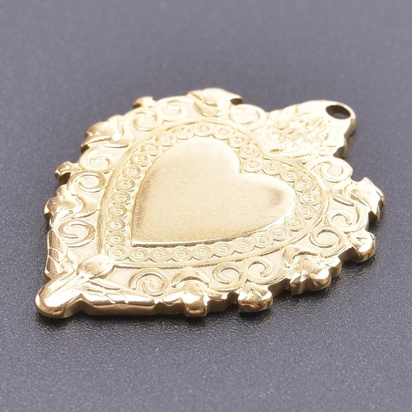 5pcs/Lot Gold Color PVD Stainless Steel Sacred Heart Pendants For Jewelry Making Supplies Sun Love Charm DIY Necklace Bracelets