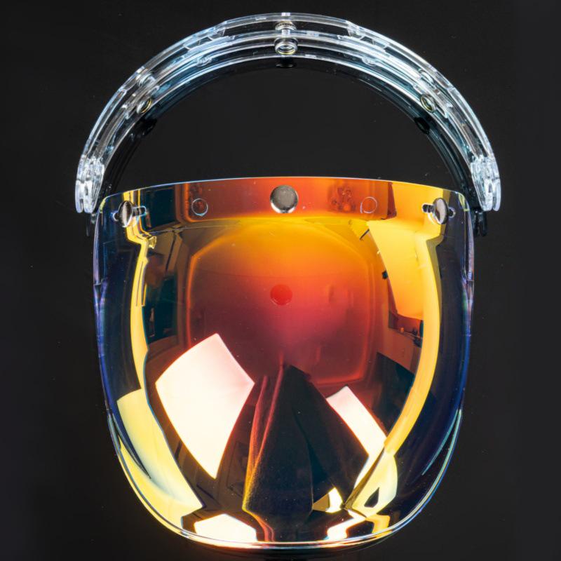 Retro Bubble Lens Motorcycle Helmet with Frame - Three-Button Design