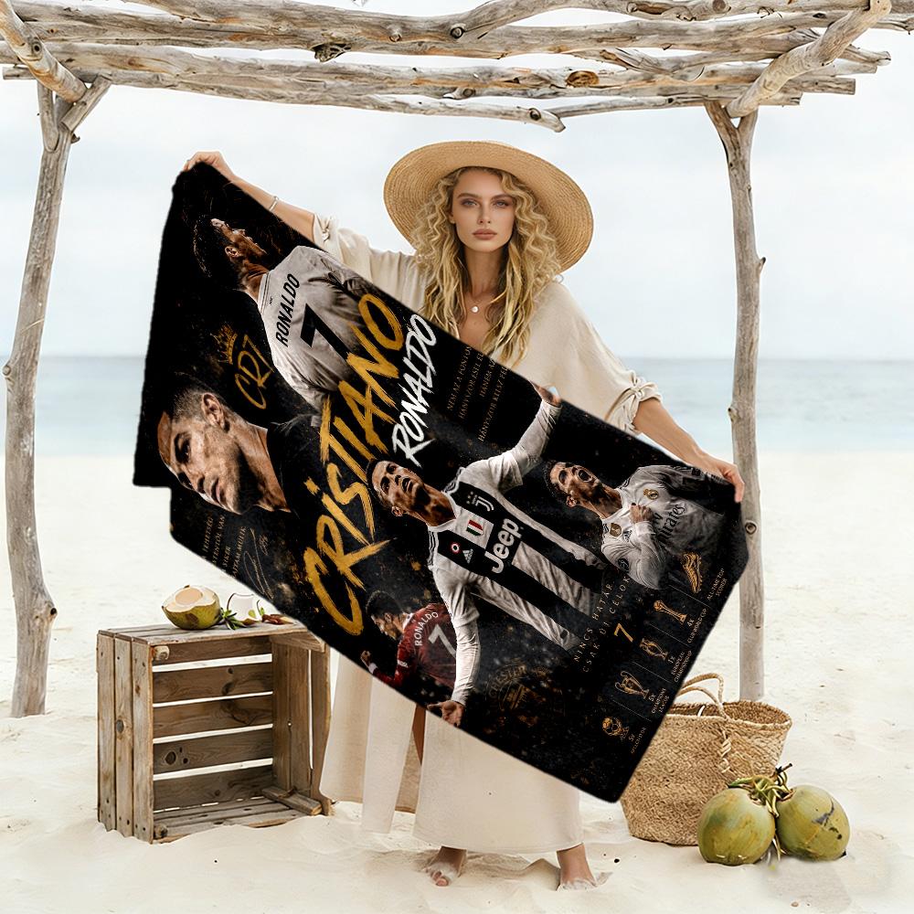 Crz Football Legends Beach Towel Super Soft & Absorbent Comfortable Lightweight Suitable for Swimming, Gym, Camping, Yoga Vacation