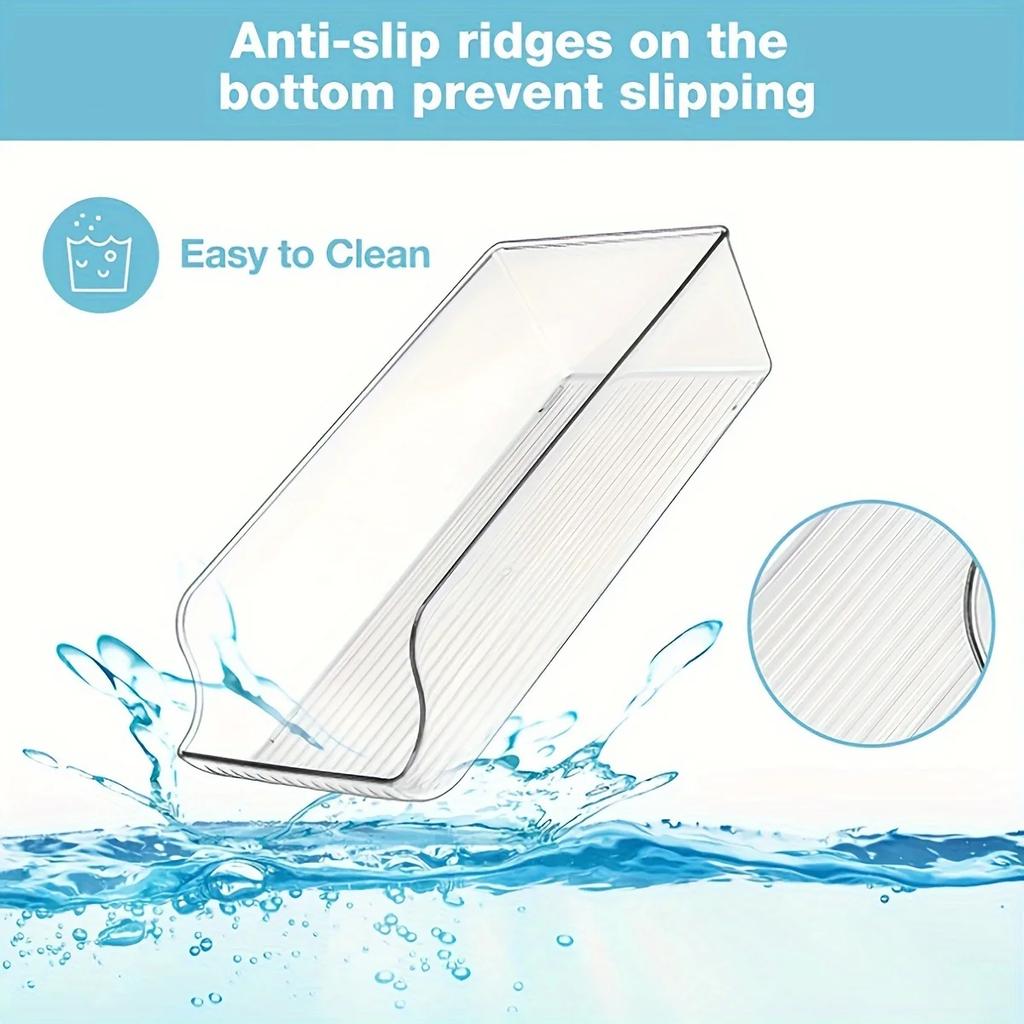 1/2-pack Dryckesdispenserorganisatör för Kylskåp, Klar Plast Hög Smal Läskburkar Hållare Behållare Förvaringslåda Bricka