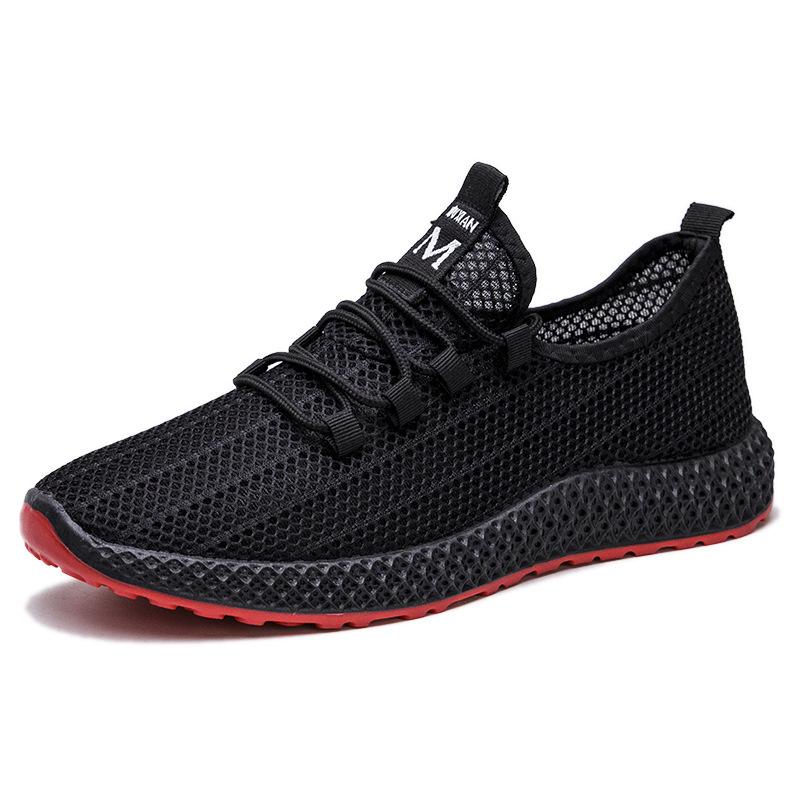Fashion New Summer Men's Shoes Mesh Sneakers Fashion Flying Woven Running Shoes Trendy Black Casual Ultra-Soft Ultra-Light Mesh Shoes