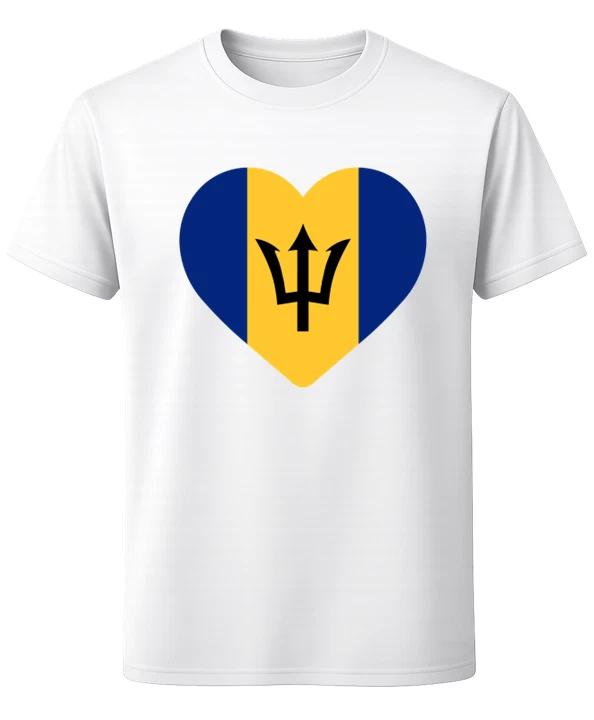I Love Barbados Flag Heart Pride T-Shirt Caribbean Country Love Unisex Tee S
