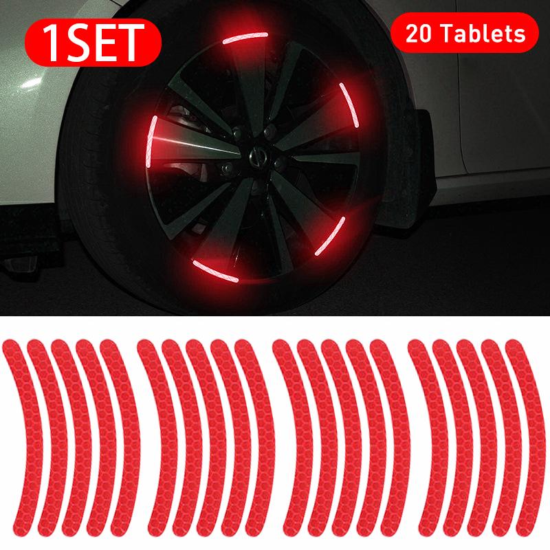 20 ks Reflexní nálepka na auto Kola Dekorace Nálepka Nálepka na náboj kola Reflexní nálepka Přizpůsobená karoserie Světelné nálepky