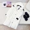 Casual Comfort Stylish Badge Pocket Long Sleeve Straight Skinny Stand Neck Hooded Long Bread Jacket Down Jacket