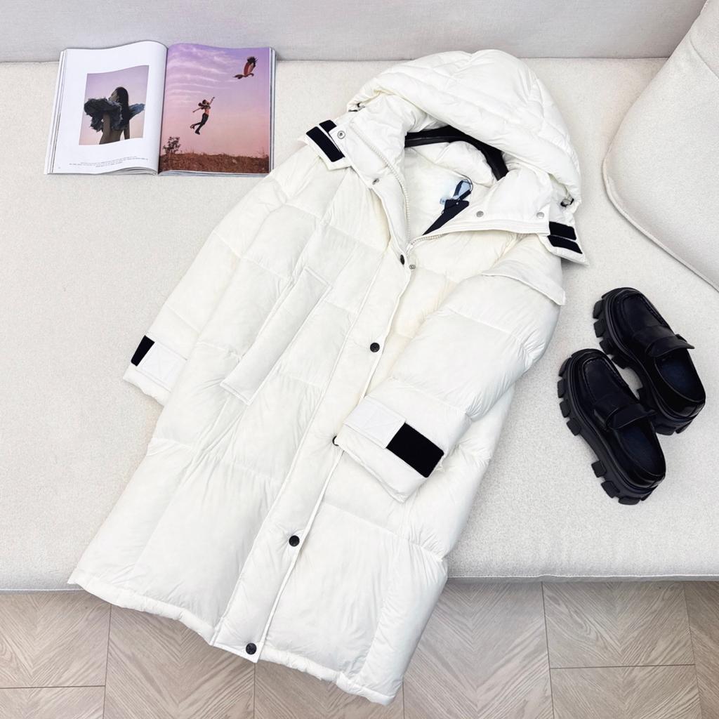 Casual Comfort Stylish Badge Pocket Long Sleeve Straight Skinny Stand Neck Hooded Long Bread Jacket Down Jacket