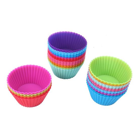 6Pcs Round Food Grade Silicone Muffin Cupcake Baking Molds Reusable Dishes Pan