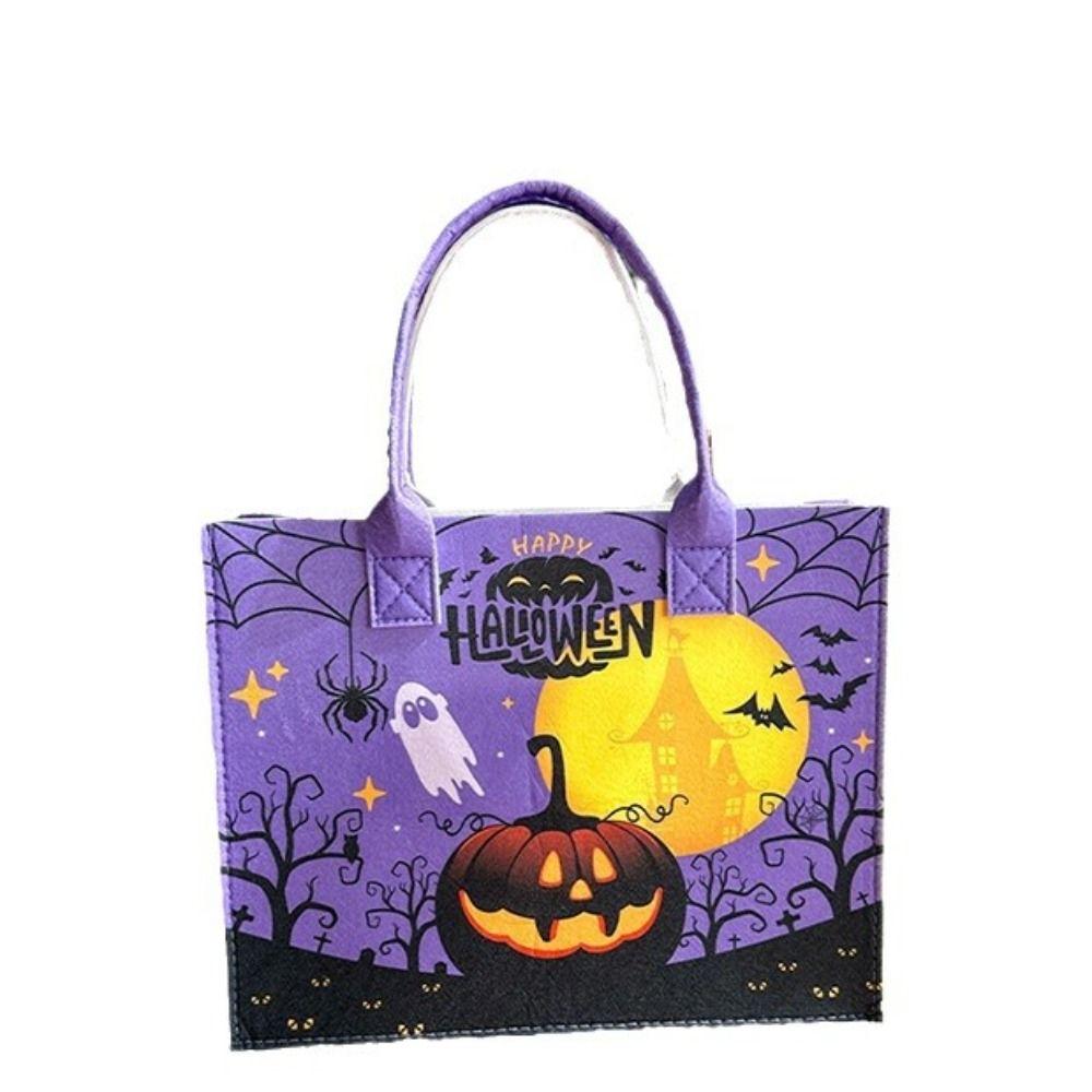 Large Capacity Trick or Treat Bag Fabric Pumpkin Storage Bag Halloween Felt Handbag  Female