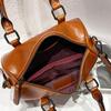 Leather Handbag Women's New Trendy Oil Wax Cowhide Messenger Bag Women's Bag Classic Texture Boston Pillow Bag