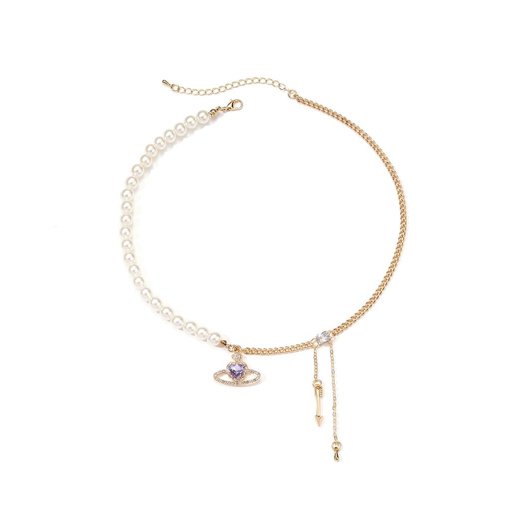 Pearl chain necklace cold wind multi-layer stacking collarbone chain summer