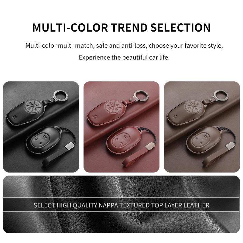 Leather Car Key Case Cover For Wei Lai Nio Es6 Es7 Es8 Et5 Et7 Et9 Ec6 Ec7 Et5T Eve Ep9 - Car Keychain Protection Shell