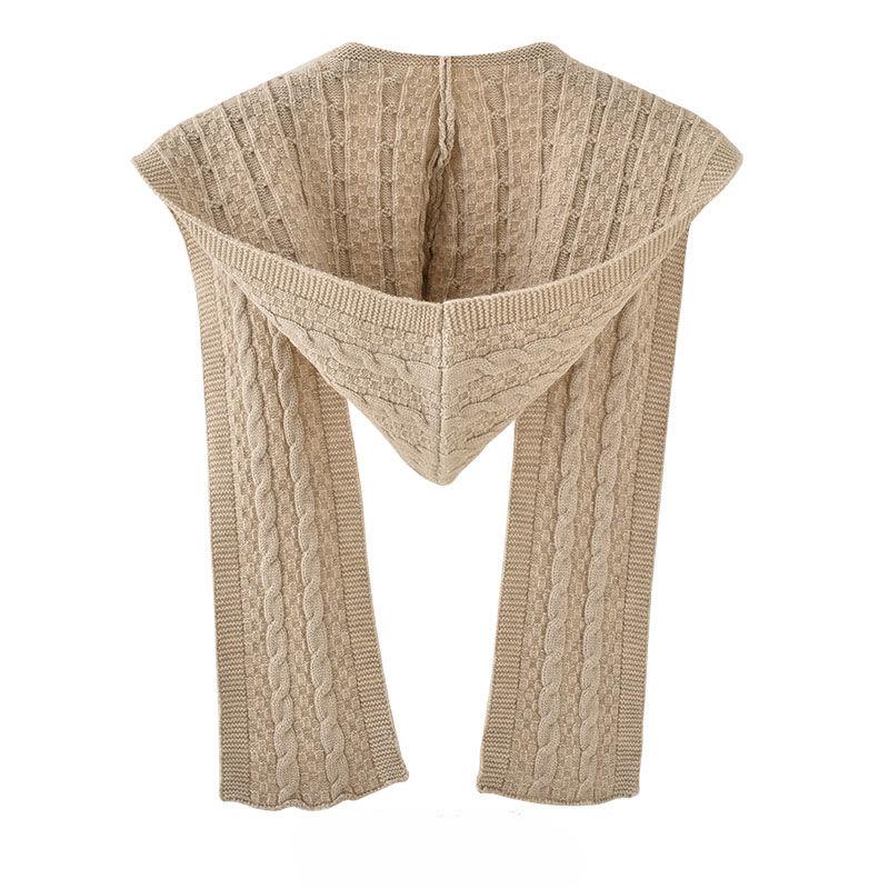 

Весенне-осенняя шапка-шарф с капюшоном, вязаная шаль, женская верхняя одежда для рубашек, утолщенный осенне-зимний модный шарф на шею хаки