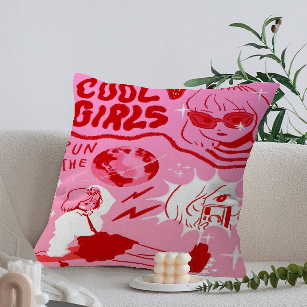 Feminist Fashion Art Pink Girl Cushion Cover Decorative Pillow Sofa Home Decor case pillow cases