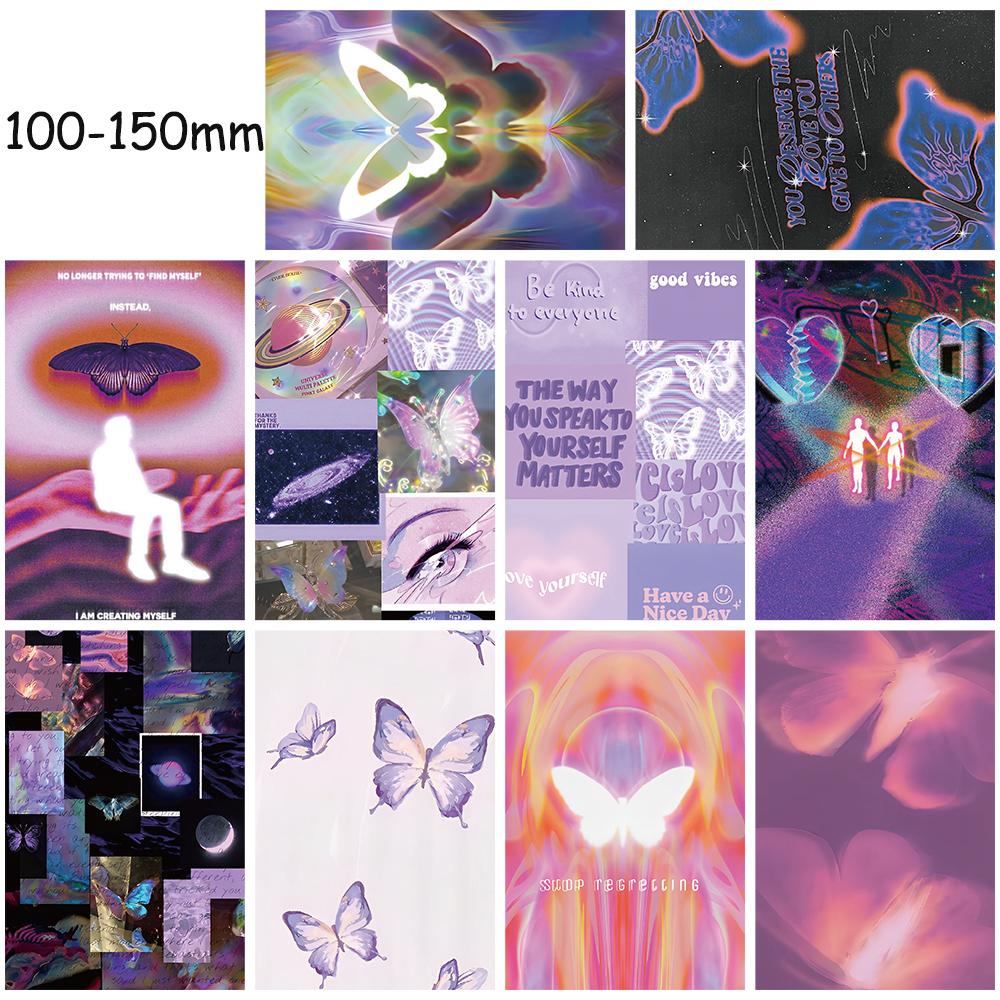 

10×15CM 10PCS Psychedelic butterfly Poster Stickers Kawaii Laptop Cool Refrigerator Luggage Living Wall Card Bedroom Decoration