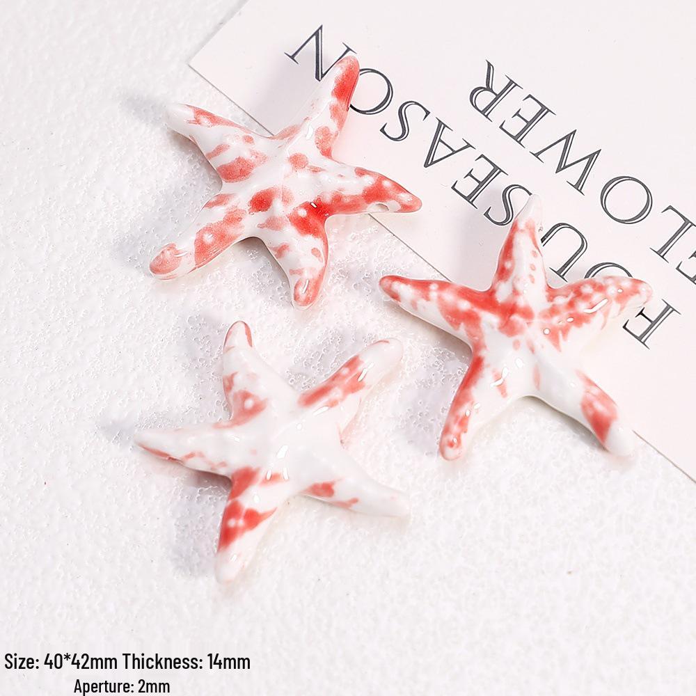 Hand-Painted Ocean Ceramic Beads: Tropical Fish, Starfish, and Seashell Shapes for DIY Jewelry