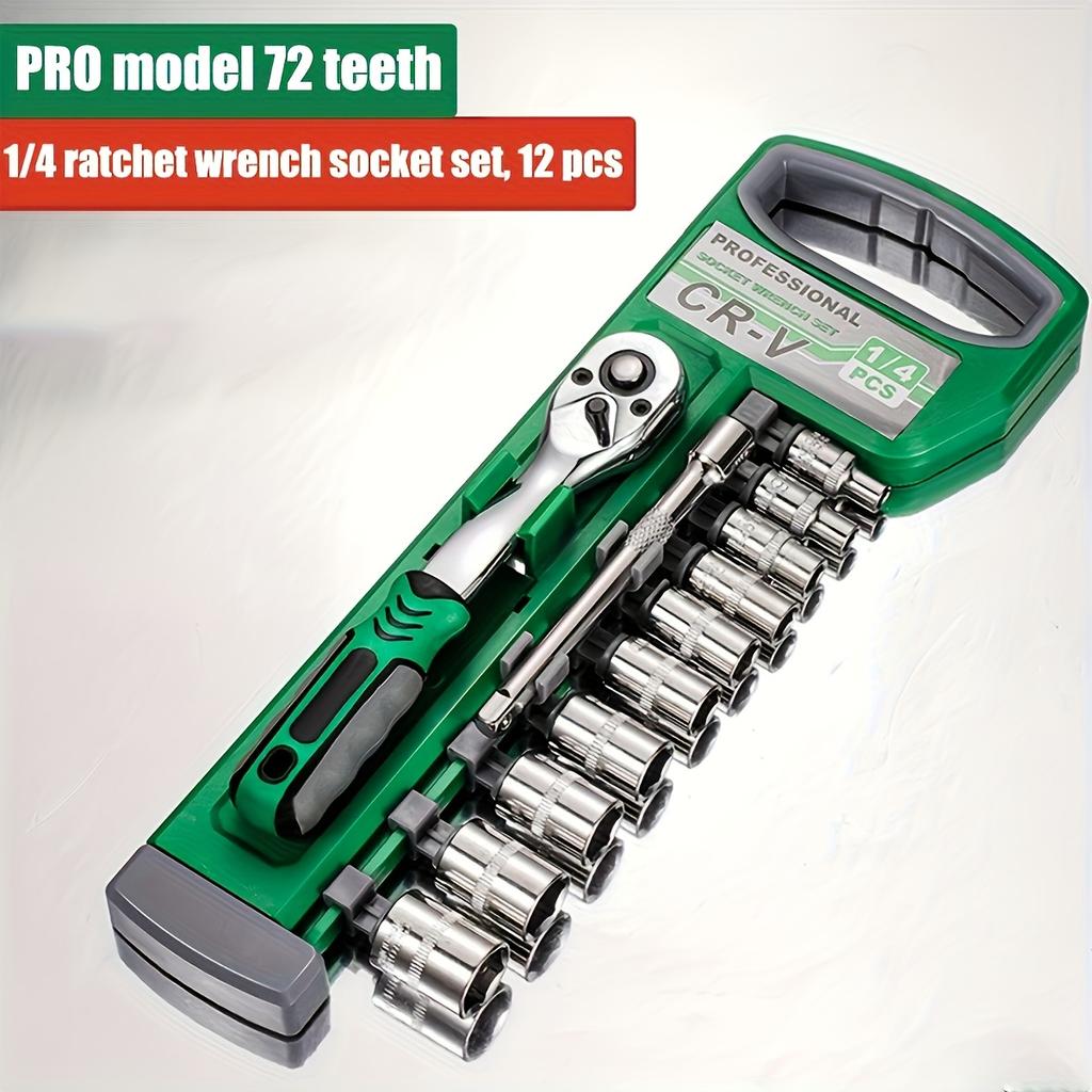 72zubý 12dílný ráčnový klíč a sada nástrčných klíčů 1/4" - 3/8" - 1/2" metrická sada sada pro údržbu automobilů a domácí nářadí