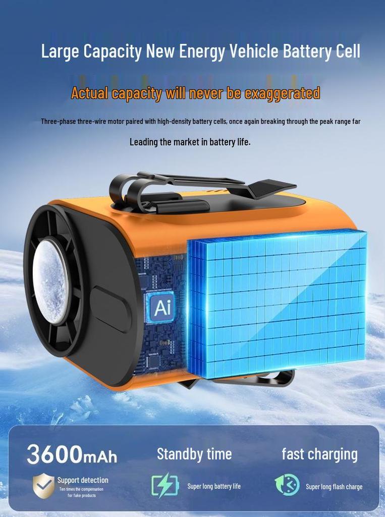 New Leafless High-Speed USB Waist Clip Fan for Camping