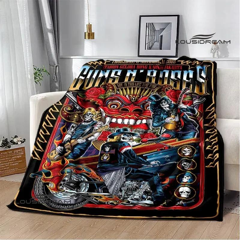 Guns n'roses band retro printed blankets Flannel Warm Blanket Soft Comfort Blanket Home Travel Blankets Bedding birthday gift