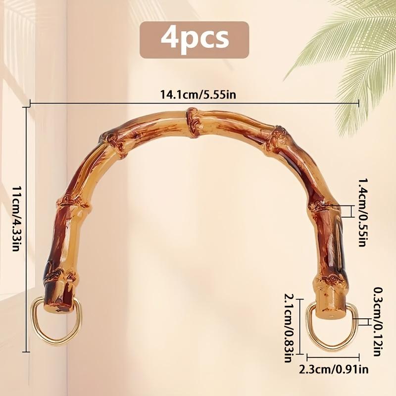 Asas de Plástico y Bambú para Cartera (4 piezas) - Anillas D y Asas con Gancho de Hierro Incluidas, Suaves y Duraderas para Manualidades de Bolsos DIY