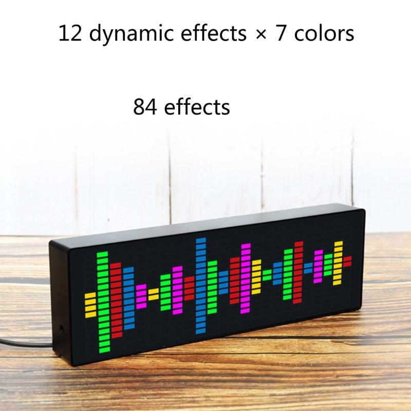 LED Music Spectrum Display RGB Colorful 1624 Segment Rhythm Light Level Voice Sensor Clock Display 384 LEDs 20 Dynamic