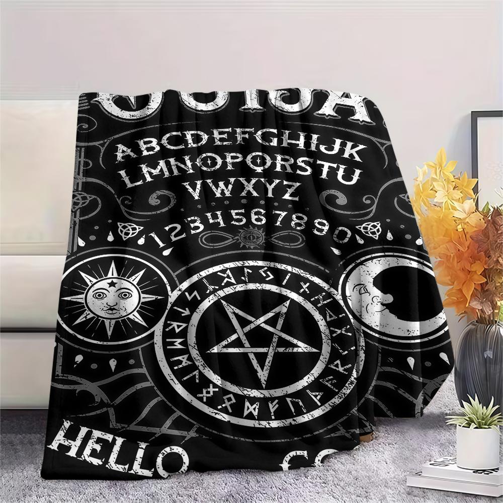 1PC Psychic Board Print Flannel Blanket, High Quality All Seasons, Home Decor, Warmth and Comfort, Perfect for Christmas Gifts
