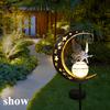 Solar Eisen Mond Fee Rasenleuchte, Zarte Elfen Fantasie Fee Stil Hof Metall Dekorative Leuchte Gartenweg Pavillon Straßenleuchte Rasenleuchte