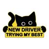 New Driver Sticker For Car 3 Pieces Black Cat Vehicle Decal Auto Body Decals For Drivers Road Trips Daily Commuting Outdoor