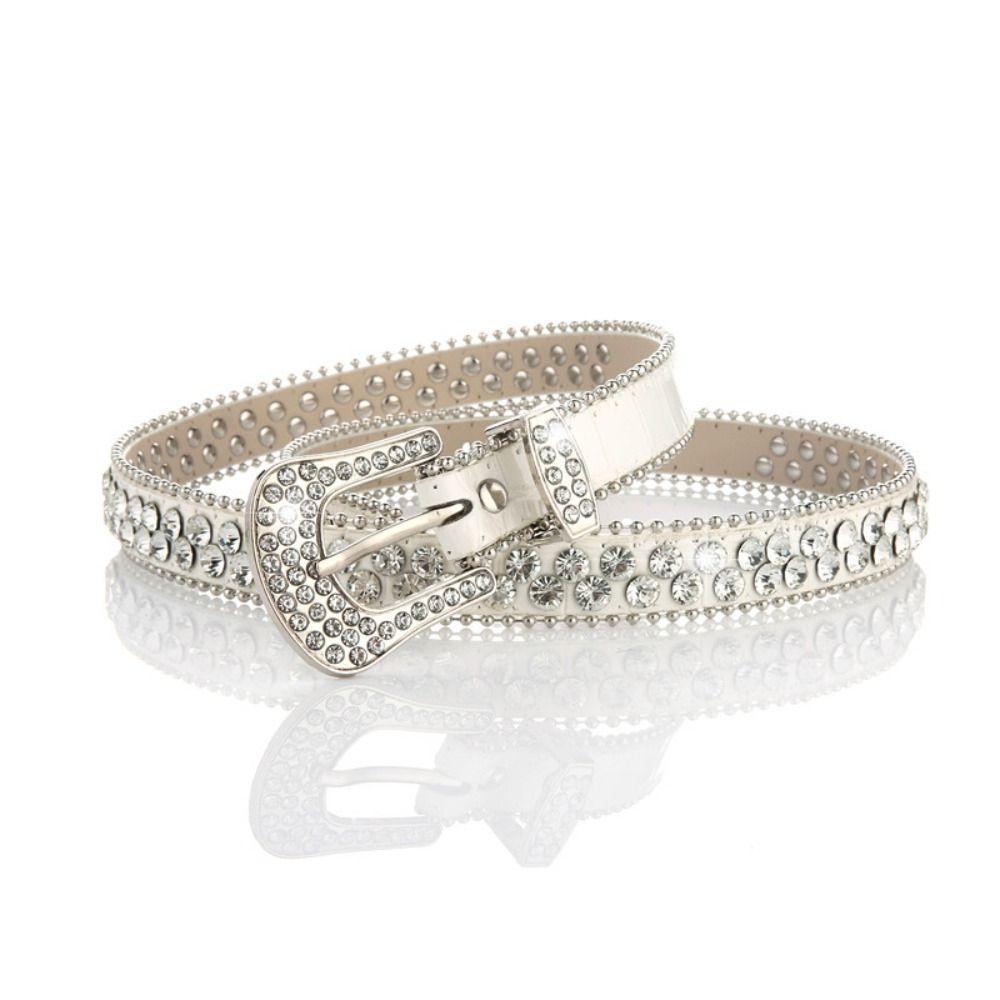 

Блестящий пояс с блестящими кристаллами, модный пояс со стразами для женщин 2.6cm белый