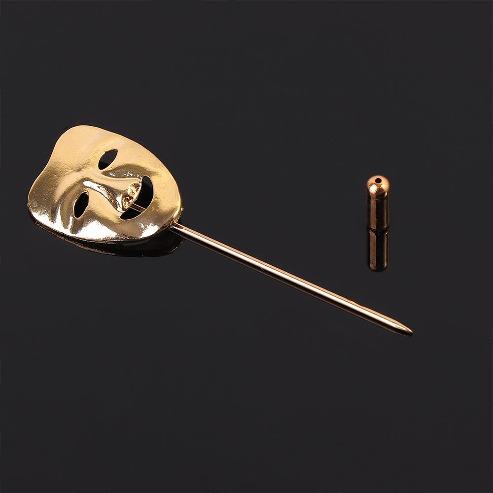 Funny Sweater Accessories Smile Gold Color Zinc Zinc Alloy 3D Mask Jewelry Lapel Pin Brooches Pin