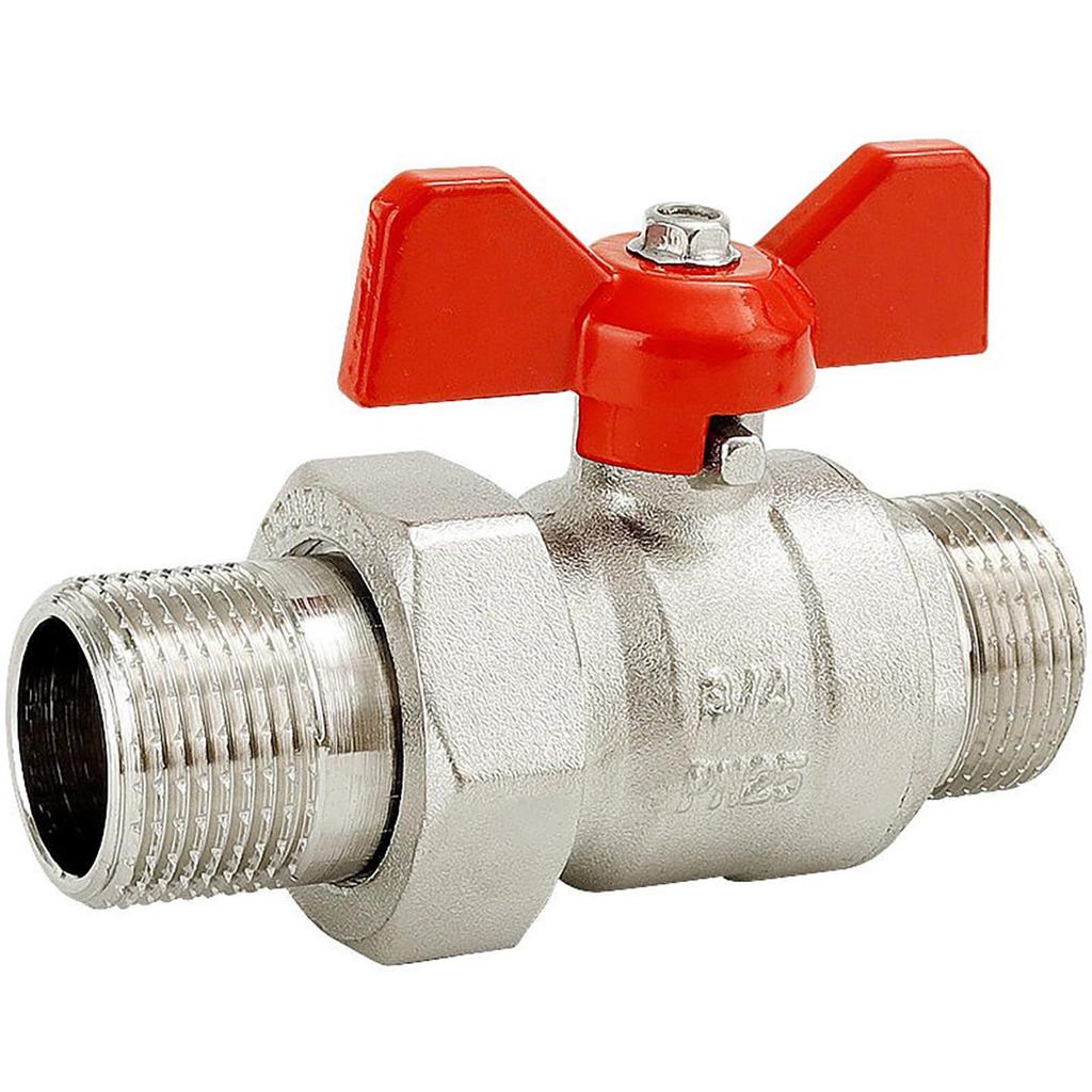 Copper Union Ball Valve, DN25, Male Threads, High-Flow Water Heater/Floor Heating Pipeline Valve Switch