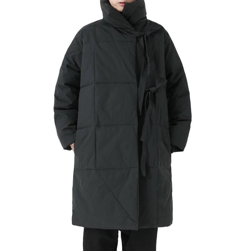 

Мужская стеганая куртка в китайском стиле, мужская молодежная теплая куртка-парка в стиле ретро Тан, зимняя мужская куртка с воротником-стойкой, ветрозащитная верхняя одежда XXXL чёрный