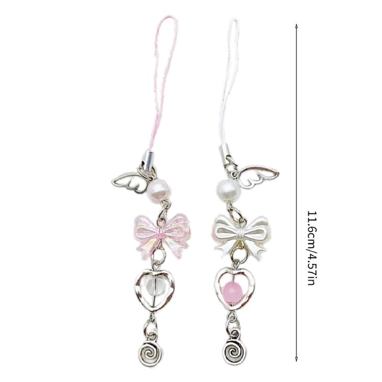 Unique Heart Phone Charm Butterfly Krychain Keyring for Girls Backpack and Bag