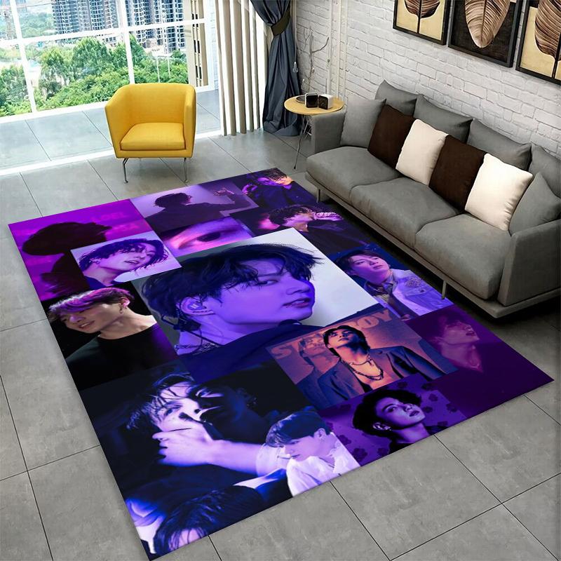 Famous B-BTS Jeon Jung Kook JK Kpop Non-Slip Area Rug for Living Room,Bedroom,Playroom,Carpet Floor Mat Home Decor Rug Kids Room