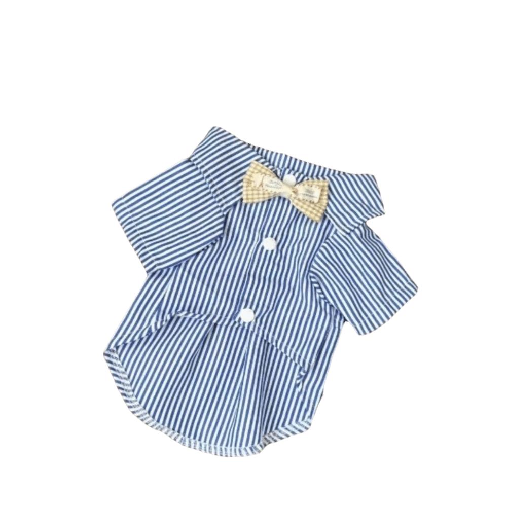 

Thin Fabric Dog Striped Shirts with Bow Tie Puppy Short Shirt Casual Dog Pajamas Summer Wear L синий