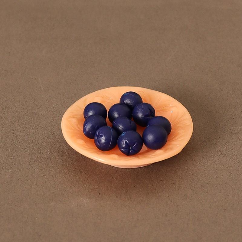 1:12 Mini Simulation Artificial Fruits Doll House Blueberry Strawberry Cherry Fruit Dish Miniature Accessories for Kids Toys