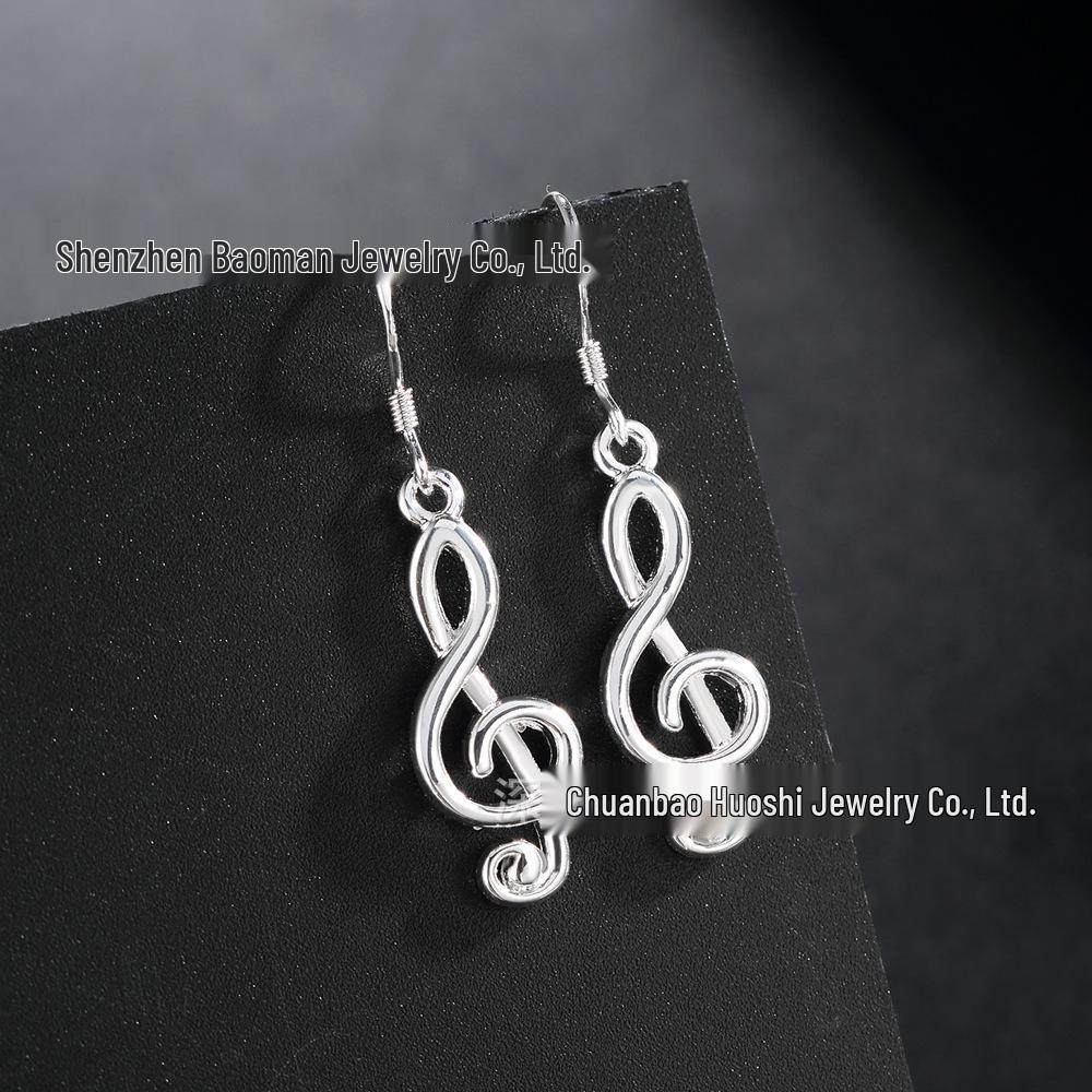 Women's 925 Silver Musical Note Earrings - Stylish, Classic, and Charming Design