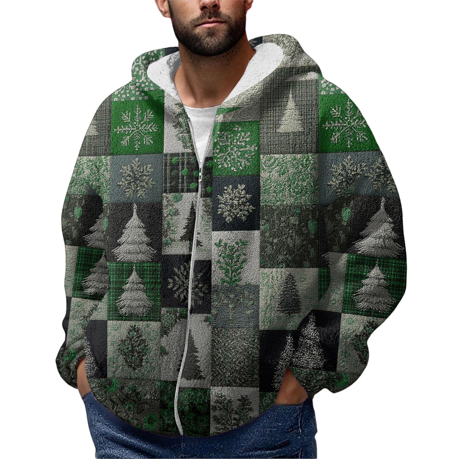 

Мужская зимняя флисовая толстовка с капюшоном на молнии с накладным карманом, повседневная куртка M