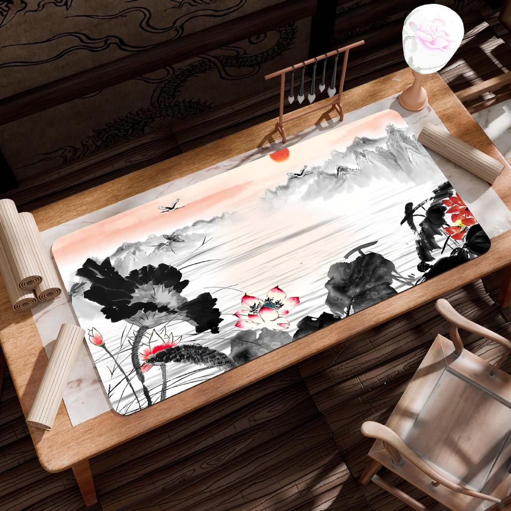 Extra Large Ancient Landscape Mouse Pad - Thick, Lock Edge, One-Piece Desk Mat