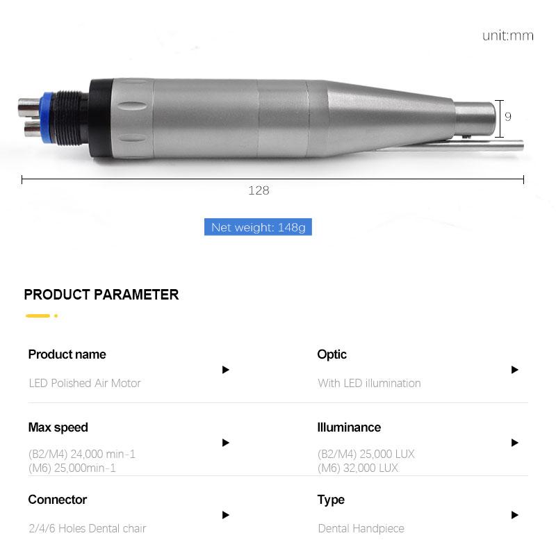 Dental Prophy Handpiece Polished Air Motor With LED Illumination for Polishing Teeth 2/4/6 Hole