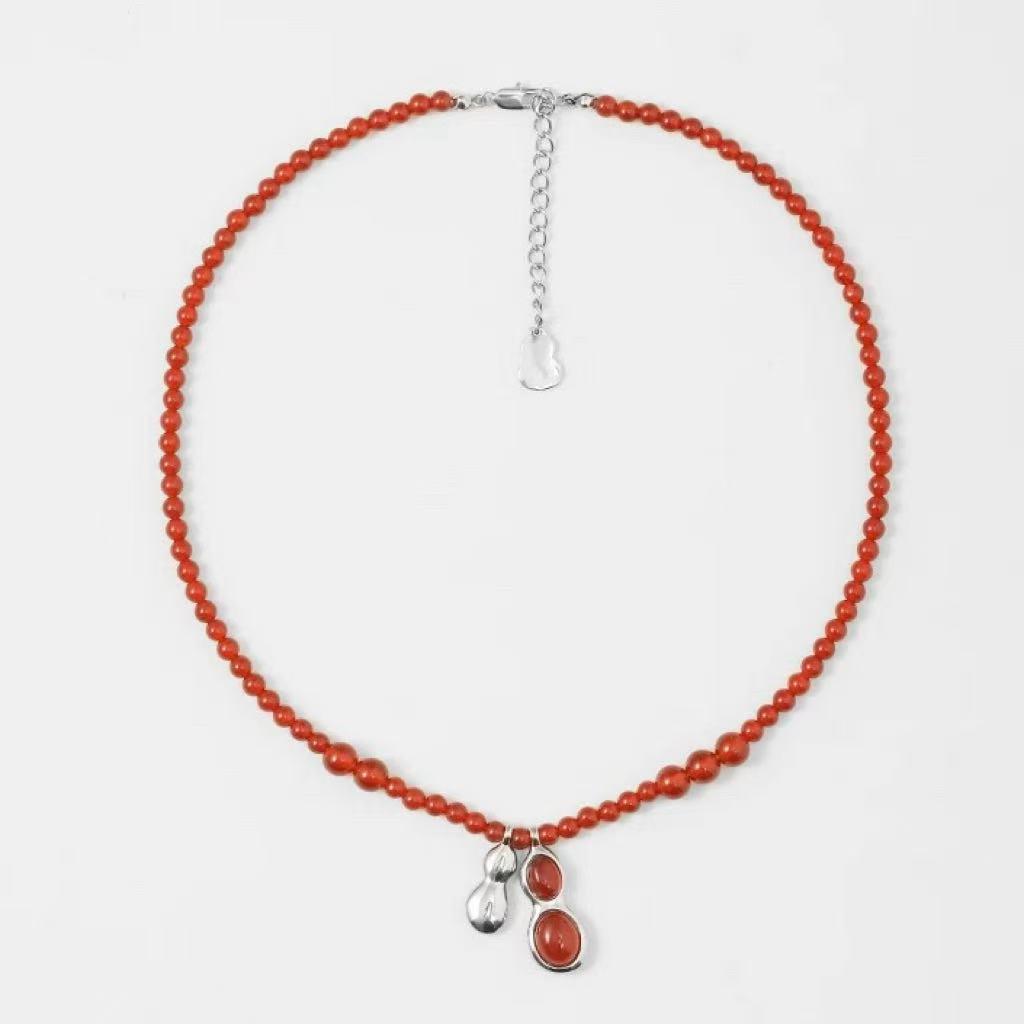 Retro Beaded Peanut Pendant Necklace - Simple, Stylish, Versatile Sweater Chain