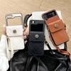 Crossbody Lanyard Phone Case for Samsung Galaxy  Z Flip 5 4 3 5G Flip5 Flip4 Flip3 Wallet with Card Holder PU Leather Cover