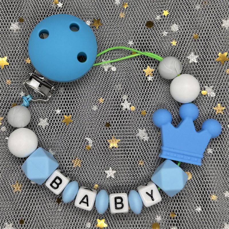 Free Personalised BPA Free Silicone Baad Dummy DIY Silicone Baby Pacifier Custom Clip Name Colorful Pacifier Chain Teething Gift