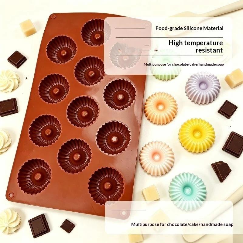 Food Safe Silicone Cake Baking Mould 12 Cavity Nonstick Pan for Making Chocolate Jelly Pudding Soap DIY Home Baking