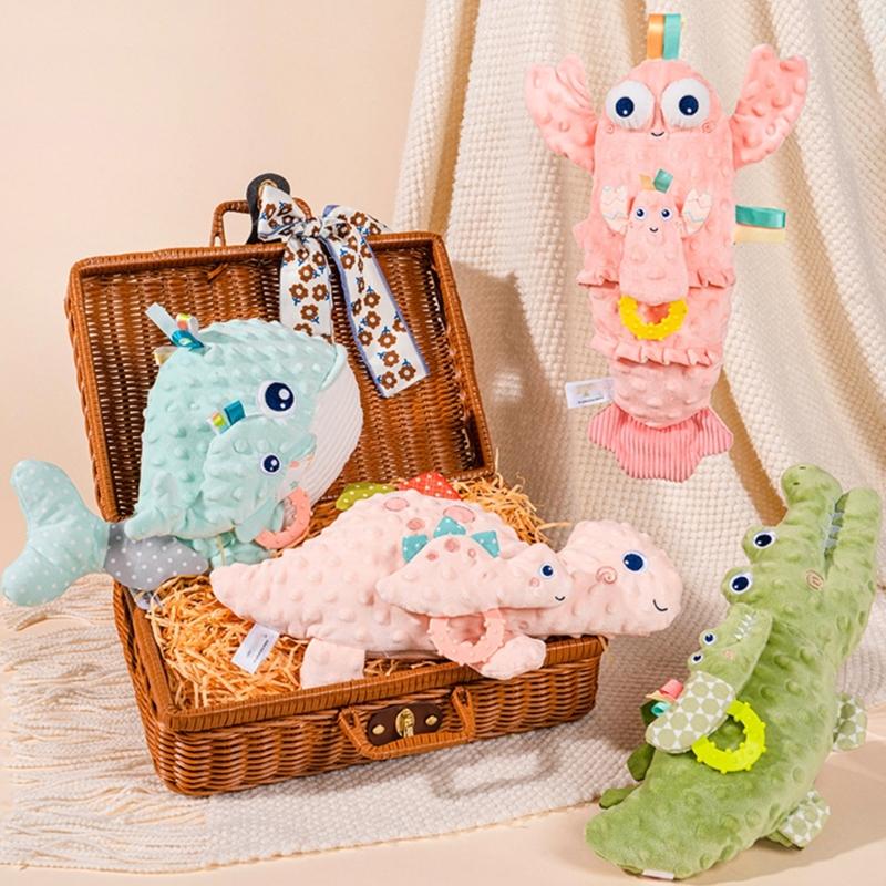 Newborns Baby Plush Animal Doll Cartoon Animal Tail Wagging Pillow Baby Soothing Toy 0-1 Year Infant Puzzle Toy