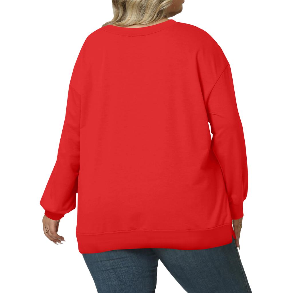 Women's Fashionable Casual Plus-Size Long Sleeve Pullover Printed Sweatshirt