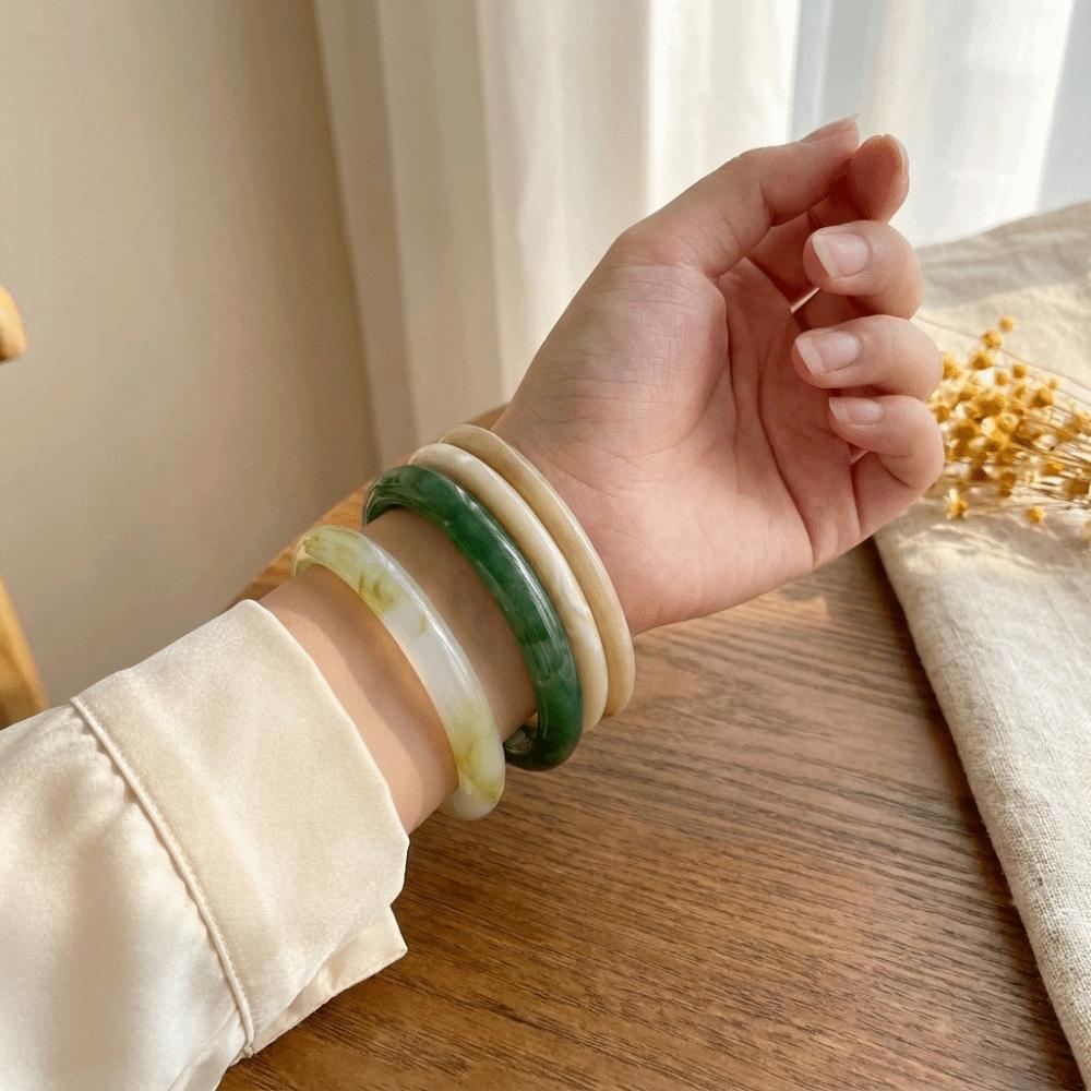 4 pcs/set Minimalist Resin Bracelet Set Vintage Layering Jewelry Retro Stackable Bangle Gift Giving