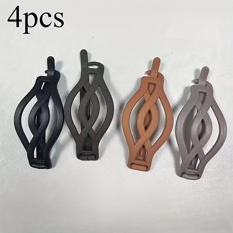 

Набор из 4 элегантных больших зажимов для волос, простой шикарный плетеный дизайн, нескользящие аксессуары для волос, стильные французские зажимы для женских причесок пучок 4pcs