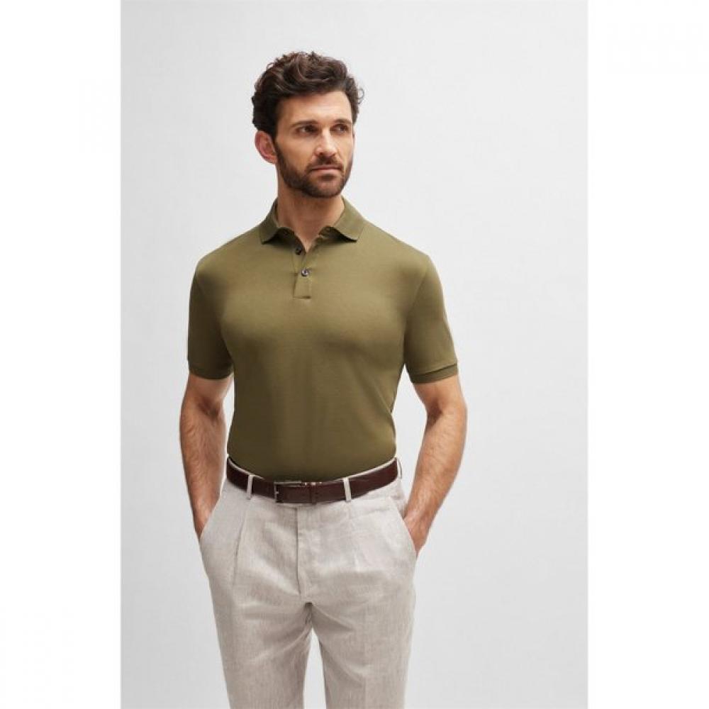 Boss Italian Cotton Polo Shirt Regular Fit Open Green 50494980344 XL